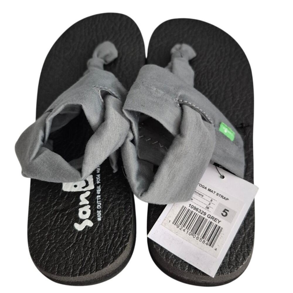 Sanuk Women Slingback Thong Sandals with Yoga Mat Strap Size US 5 Grey